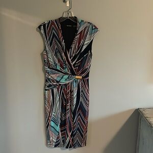 Ellen Tracy size 2 slip over, cinched waist belt accent, nautical inspired dress